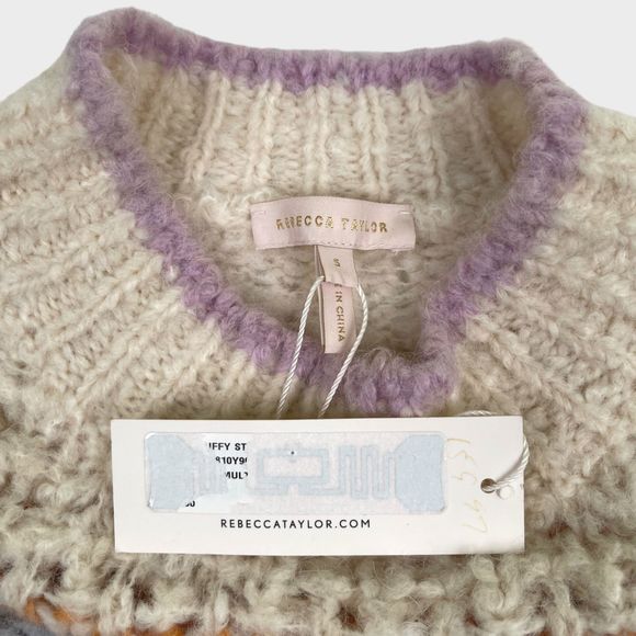 NWT Rebecca Taylor Fluffy Stripe Bishop Sleeve Knit Sweater Women's Small - Picture 13 of 14